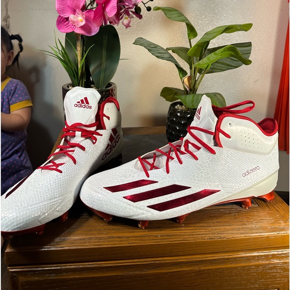 Adizero men football cleats size 17 new red and white - Picture 2 of 9